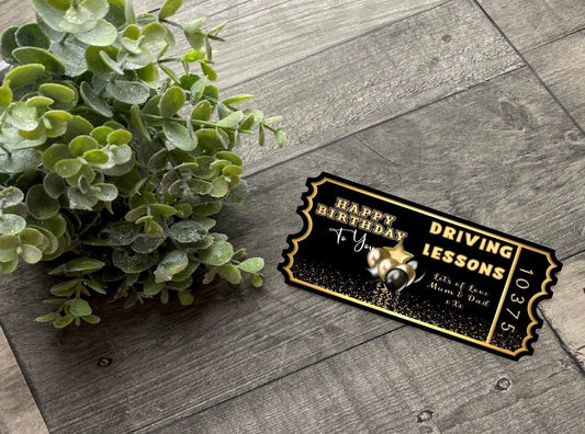 Personalised Driving Lessons Invitation Ticket for Son Daughter 17th Birthday Gift from Mum Dad Gran Papa Keepsake Gift Present
