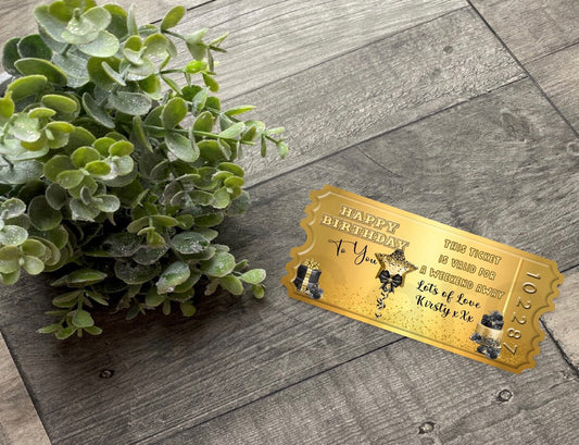 Personalised Invitation Ticket Birthday Gift Weekend Away Set of Nails Mum Dad Sister Wife Boyfriend Daughter Son Keepsake Gift Present
