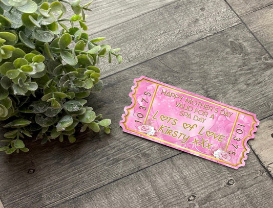 Mother's Day Personalised Ticket Mam Mum Gran Nana Spa Day Weekend Away Music Concert Afternoon Tea West End Show Keepsake Gift Present