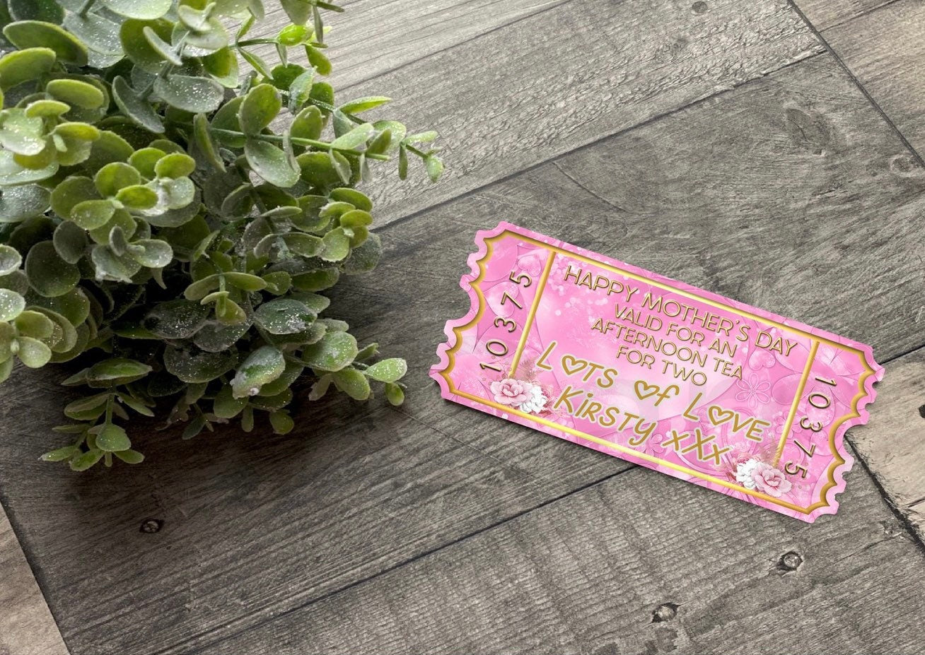 Mother's Day Personalised Ticket Mam Mum Gran Nana Spa Day Weekend Away Music Concert Afternoon Tea West End Show Keepsake Gift Present