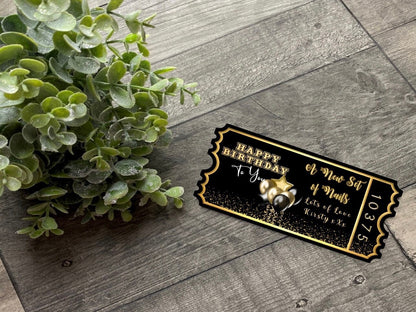 Personalised Invitation Ticket Birthday Gift Weekend Away Set of Nails Mum Dad Sister Wife Boyfriend Daughter Son Keepsake Gift Present