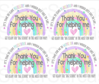 Personalised Nursery Teacher Thank You Card Preschool Teacher Playgroup Leaver End of Year Greeting Card Keepsake