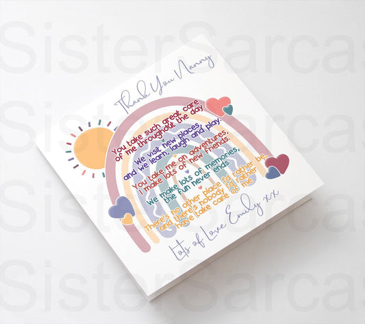Personalised Nanny Card Birthday Christmas Gran Grannie Granny Nan Nana Nannie Nanny Greeting Card Keepsake
