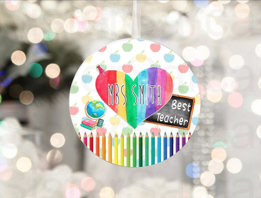 Personalised Best Teacher Gift, Preschool Teacher, Playgroup Teacher, Leaver Gift, Nursery Teacher Gift - Plaque Christmas Bauble Keepsake