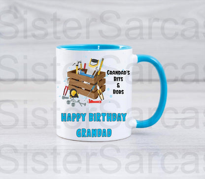 Grandad Birthday Christmas Fathers Day Tools Joiner Construction Saw Hammer Tape Measure Screwdriver Mug Personalised Gift