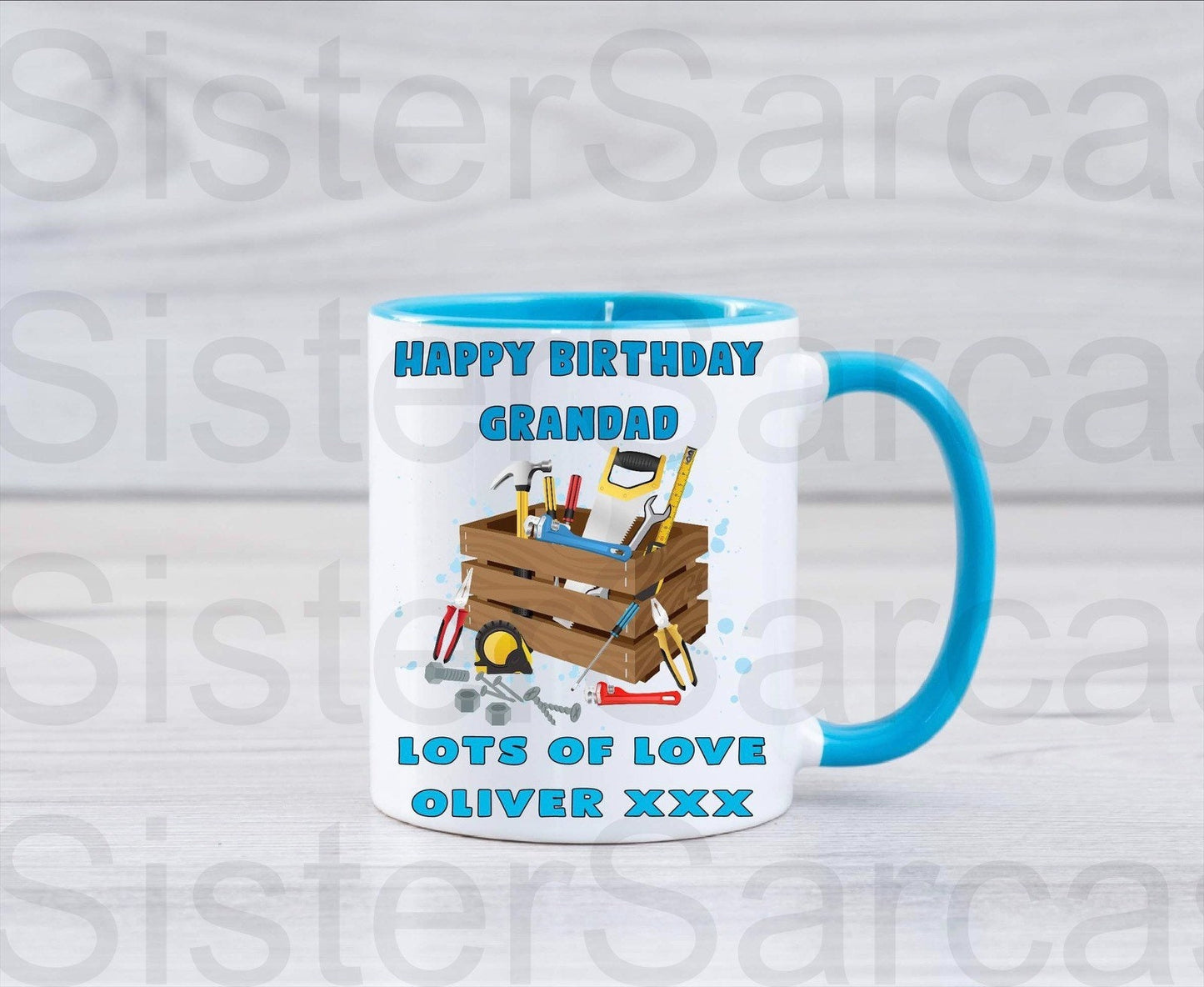 Grandad Birthday Christmas Fathers Day Tools Joiner Construction Saw Hammer Tape Measure Screwdriver Mug Personalised Gift
