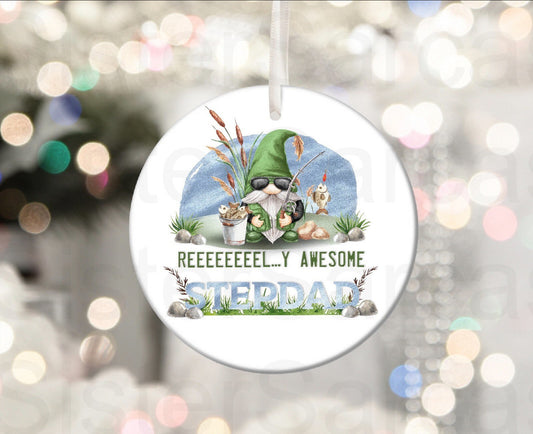 Stepdad Fathers Day Fishing Gift Personalised Christmas Bauble Plaque Gift Present Keepsake Novelty Christmas Tree Son Nephew For Him