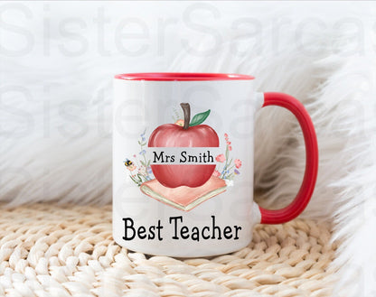 Best Teacher End of Year Term Apple Christmas Personalised Gift Thank You Leavers Birthday Cup Mug Keepsake Gift Present