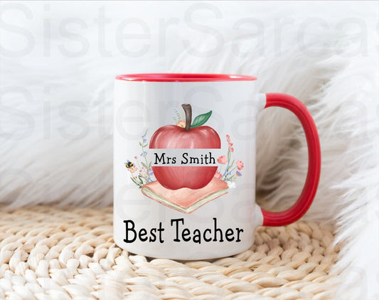 Best Teacher End of Year Term Apple Christmas Personalised Gift Thank You Leavers Birthday Cup Mug Keepsake Gift Present