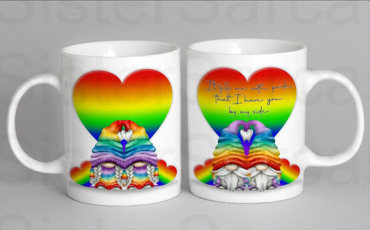 Personalised LGBT Gift For Girlfriend For Boyfriend Rainbow Gonk Cup Mug Christmas Birthday Present