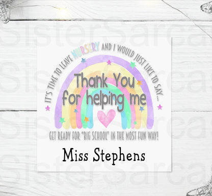 Personalised Nursery Teacher Thank You Card Preschool Teacher Playgroup Leaver End of Year Greeting Card Keepsake