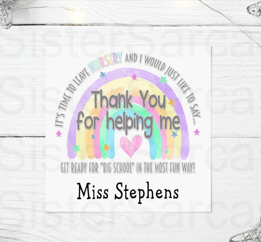 Personalised Nursery Teacher Thank You Card Preschool Teacher Playgroup Leaver End of Year Greeting Card Keepsake