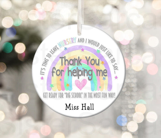 Personalised Nursery Teacher Gift, Preschool Teacher, Playgroup Teacher, Leaver Gift, Teacher Gift - Plaque Christmas Bauble Gift Keepsake