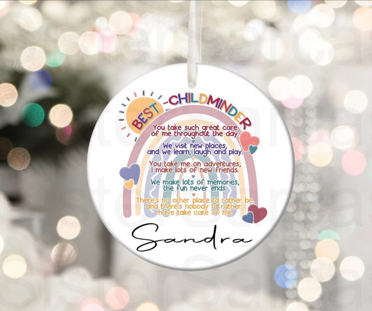 Personalised Childminder Gift, Preschool, Nursery, Playgroup Teacher, Leaver Gift, Teacher Gift, - Plaque Christmas Bauble Gift Keepsake