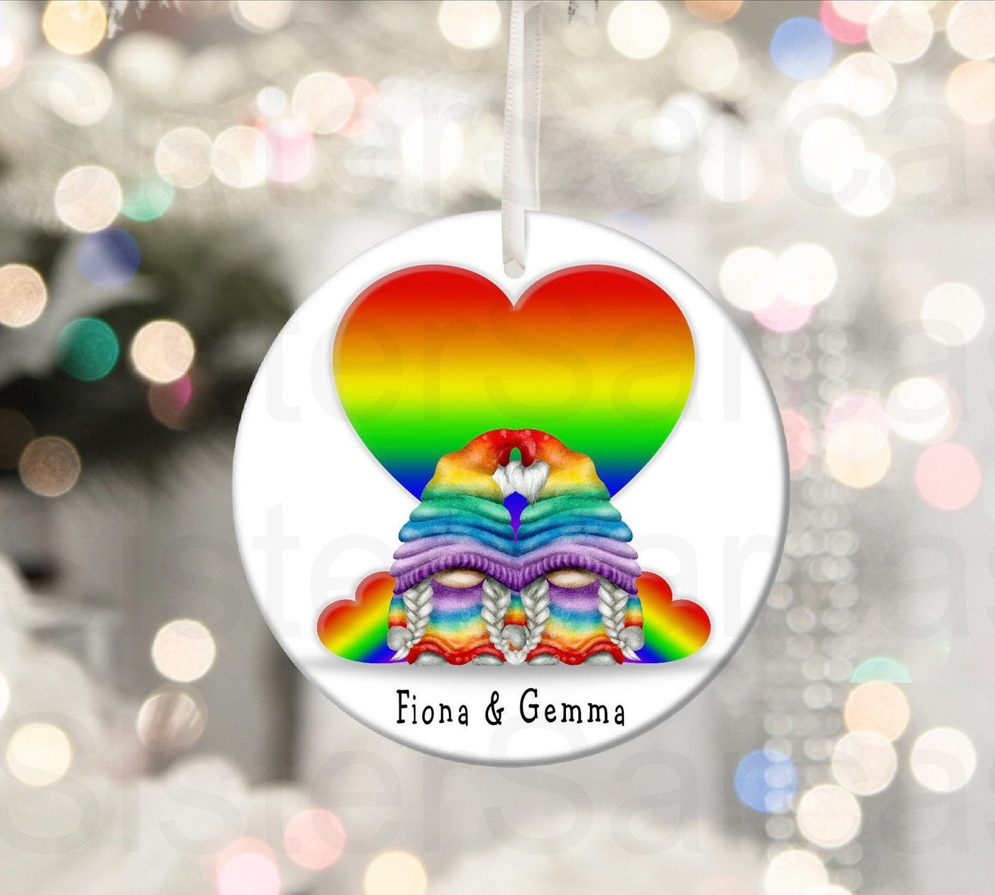 Personalised LGBT gift, Lesbian Couple Gift, Gay Couple Gift, Rainbow Gonks Gift, Plaque, Ornament, Same Sex Couple Gift, Wedding Gift