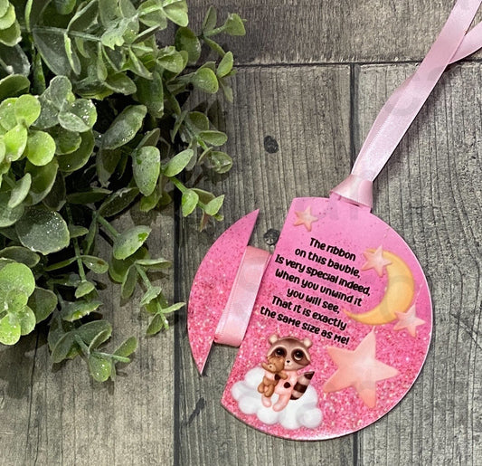 New Baby Boy Baby Girl Gift, Memento Keepsake Ribbon Bauble, Grandson Granddaughter, New Baby Gift, Newborn Keepsake, Personalised Baby Gift