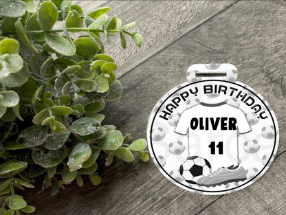 Personalised Kids Boys Birthday Medal Gift, Football Birthday Gift, Birthday Badge, Daughter, Son, Nephew, Grandson Granddaughter,
