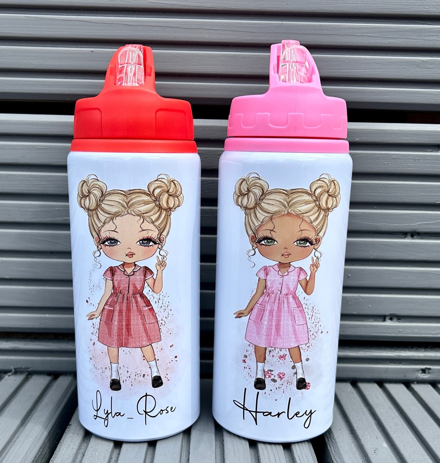 Personalised Girls School Water Bottle First Day of School Summer Dress Gift for Her Daughter Granddaughter Niece