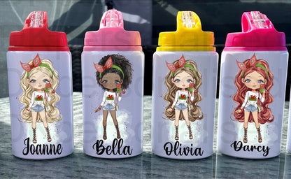 Personalised Kids Girls Wales Metal Water Bottle Perfect For Back to School, Sports, Dance, Gift For Her, Christmas Gift Birthday Present