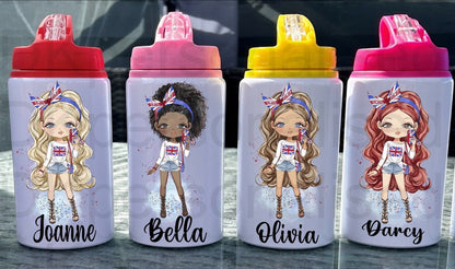 Personalised Kids Girls GB Metal Water Bottle Perfect For Back to School, Sports, Dance, Gift For Her, Christmas Gift Birthday Present