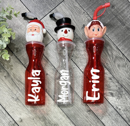 Personalised Christmas Drinking Bottle | Santa Elf Snowman | Novelty Gift Funny Present | Christmas Eve Box | Secret Santa Present |