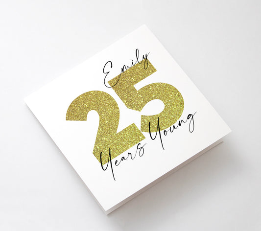 Personalised 16th 18th 21st 30th 40th 50th Birthday Greetings Card, Gold Birthday Card, For Mum Sister Niece Gran Mam Milestone Birthday