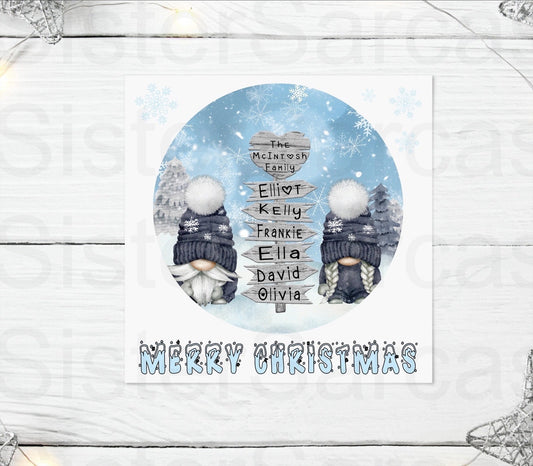 Personalised Christmas Gonks Greetings Card, Family Christmas Card, From Our Family To Yours, Personalised Gonk Sign, Christmas Keepsake,