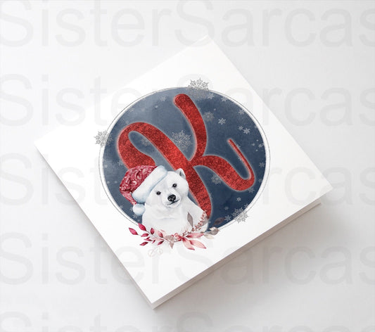Personalised Kids Christmas Polar Bear Greetings Card, Son, Daughter, Nephew, Niece, Grandson, Granddaughter, Brother, Sister