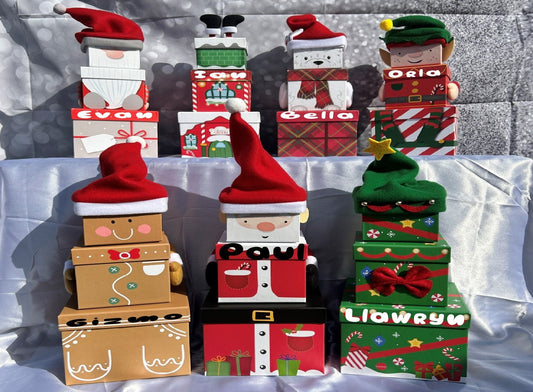 Christmas Personalised Customised Stacking Gift Boxes | Christmas Decor Novelty Gift Wrapping | Christmas Eve Box Secret Santa |