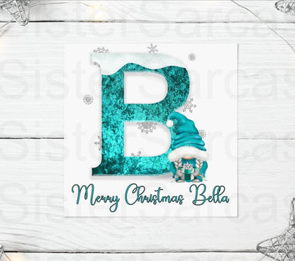 Personalised Kids Christmas Gonk Greetings Card, Christmas Card, Daughter, Niece, Granddaughter, Sister